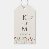 Levendige Kleurrijke Monogram Wildflower Bloom Bru Cadeaulabel (Voorkant)