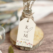 Levendige Kleurrijke Monogram Wildflower Bloom Bru Cadeaulabel
