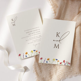 Levendige Kleurrijke Monogram Wildflower Bloom Bru Kaart