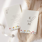 Levendige Kleurrijke Monogram Wildflower Bloom Bru Kaart
