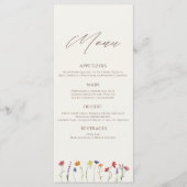 Levendige Kleurrijke Monogram Wildflower Bloom Bru Menu (Voorkant)
