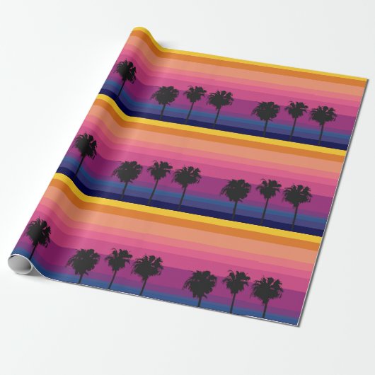 Levendige, kleurrijke oceaan zonsondergang met sil cadeaupapier (Uitgerold)