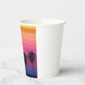 Levendige, kleurrijke oceaan zonsondergang & palmb papieren bekers (Links)