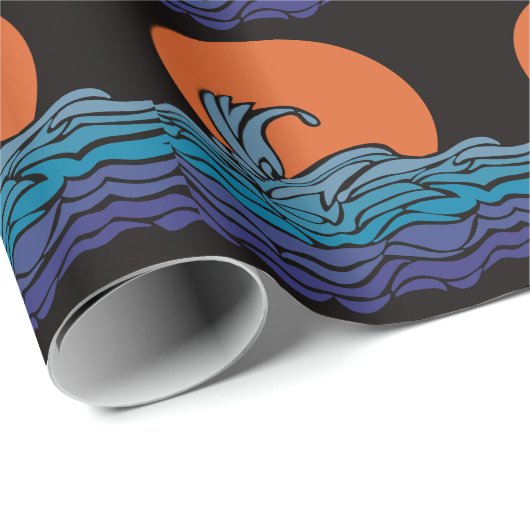 Levendige, kleurrijke oceaangolven & zonsondergang cadeaupapier (Rol Hoek)