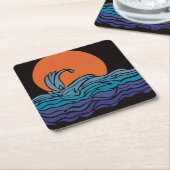Levendige, kleurrijke oceaangolven & zonsondergang kartonnen onderzetters (Schuin)