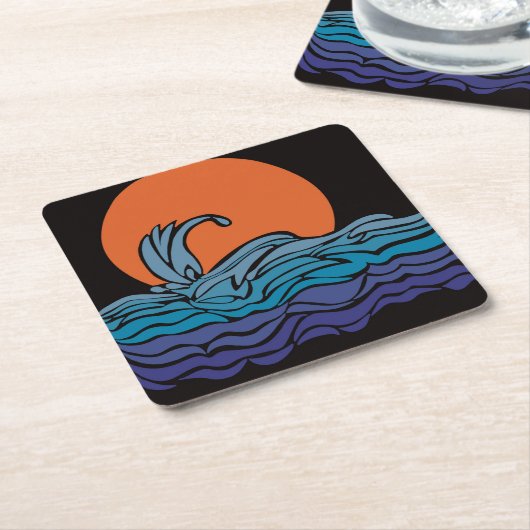 Levendige, kleurrijke oceaangolven & zonsondergang kartonnen onderzetters (Schuin)