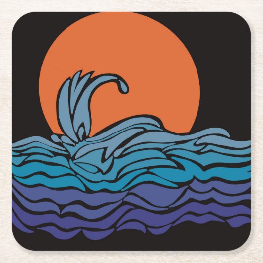 Levendige, kleurrijke oceaangolven & zonsondergang kartonnen onderzetters (Voorkant)