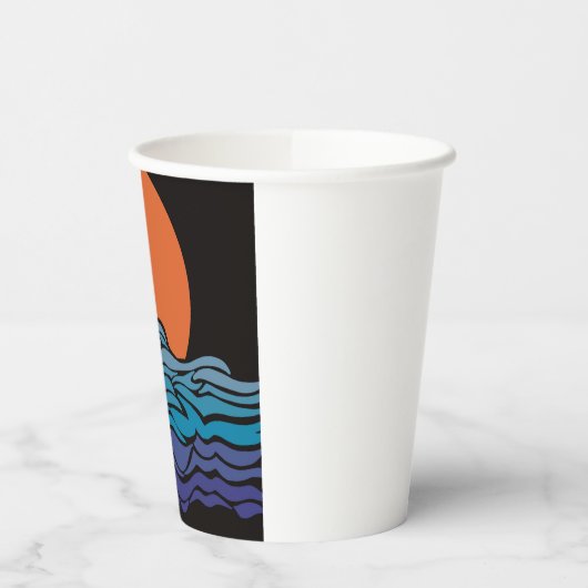 Levendige, kleurrijke oceaangolven & zonsondergang papieren bekers (Links)