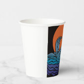 Levendige, kleurrijke oceaangolven & zonsondergang papieren bekers (Rechts)