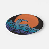 Levendige, kleurrijke oceaangolven & zonsondergang papieren bordje (Gekanteld)