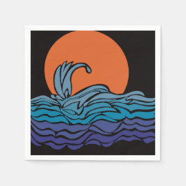 Levendige, kleurrijke oceaangolven & zonsondergang servet