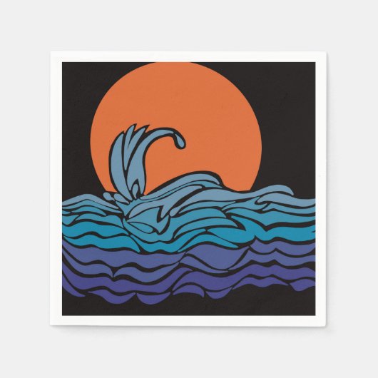 Levendige, kleurrijke oceaangolven & zonsondergang servet (Voorkant)