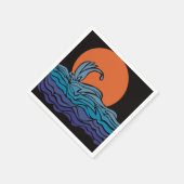 Levendige, kleurrijke oceaangolven & zonsondergang servet (Hoek)