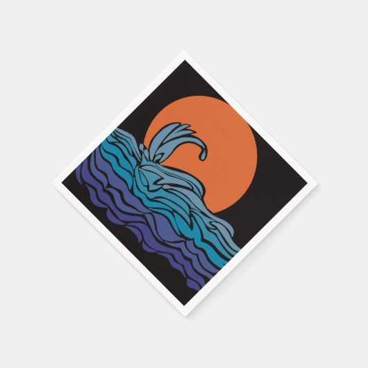 Levendige, kleurrijke oceaangolven & zonsondergang servet (Hoek)