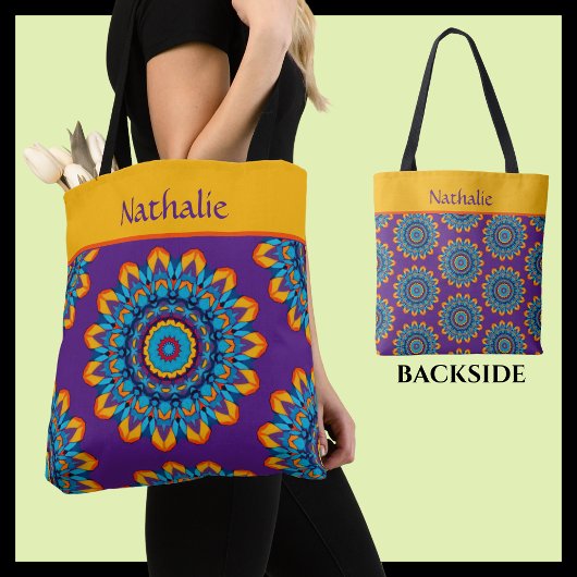 Levendige Kleurrijke Paarse Boho Stijl Tote Bag