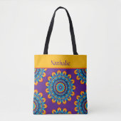 Levendige Kleurrijke Paarse Boho Stijl Tote Bag (Voorkant)
