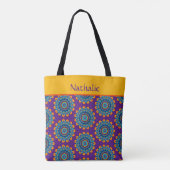 Levendige Kleurrijke Paarse Boho Stijl Tote Bag (Achterkant)