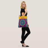 Levendige Kleurrijke Paarse Boho Stijl Tote Bag (Op model)
