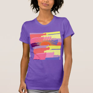 Levendige kleurrijke penseelstreken W/Sun T-shirt 