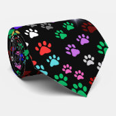 Levendige kleurrijke pootafdrukken stropdas (Opgerold)