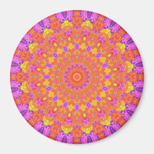 Levendige Kleurrijke Psychedelische Abstracte Kale Magneet (Voorkant)
