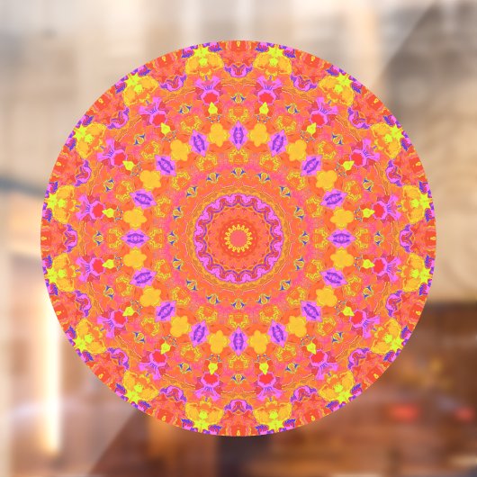 Levendige Kleurrijke Psychedelische Abstracte Kale Raamsticker (Vel 2)