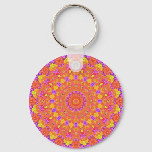 Levendige Kleurrijke Psychedelische Abstracte Kale Sleutelhanger (Voorkant)