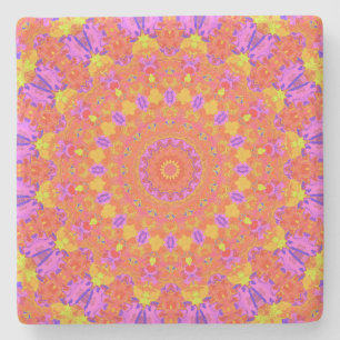 Levendige Kleurrijke Psychedelische Abstracte Kale Stenen Onderzetter