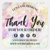 Levendige kleurrijke regenboog Confetti dank uw be Vierkante Sticker (Voorkant)