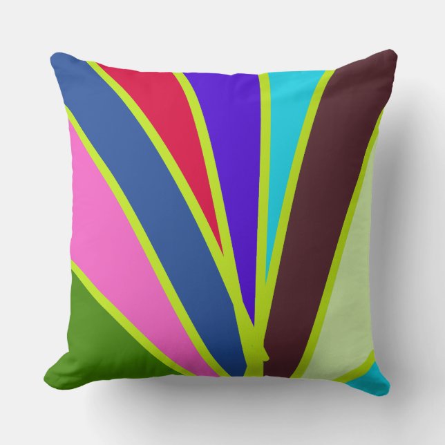 Levendige kleurrijke regenboog strepen stof patroo kussen (Voorkant)