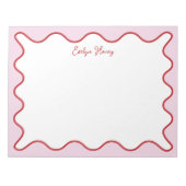 Levendige kleurrijke roze rode golvende zigzagrand notitieblok (Voorkant)