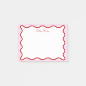 Levendige kleurrijke roze rode golvende zigzagrand post-it® notes (Voorkant)