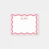 Levendige kleurrijke roze rode golvende zigzagrand post-it® notes (Voorkant)