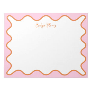 Levendige kleurrijke roze Sinaasappel golvende zig Notitieblok