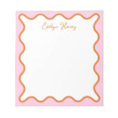 Levendige kleurrijke roze Sinaasappel golvende zig Notitieblok (Voorkant)