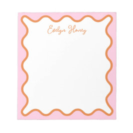 Levendige kleurrijke roze Sinaasappel golvende zig Notitieblok