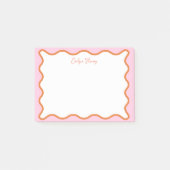 Levendige kleurrijke roze Sinaasappel golvende zig Post-it® Notes (Voorkant)
