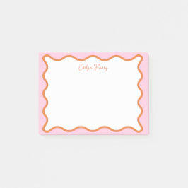 Levendige kleurrijke roze Sinaasappel golvende zig Post-it® Notes
