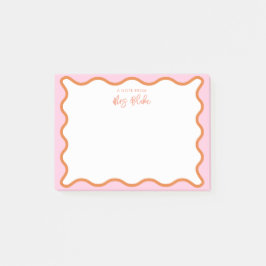 Levendige kleurrijke roze Sinaasappel golvende zig Post-it® Notes