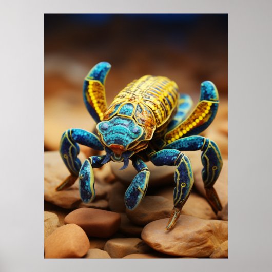 Levendige kleurrijke Scorpion's Portret #1 Poster (Voorkant)