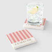 Levendige Kleurrijke Strepen Roze Trendy Wedding Stenen Onderzetter (Zijkant)