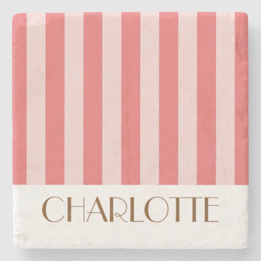 Levendige Kleurrijke Strepen Roze Trendy Wedding Stenen Onderzetter (Voorkant)