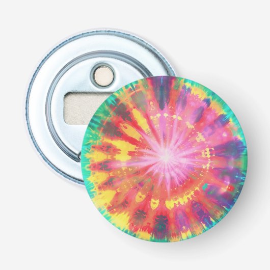 Levendige kleurrijke Stropdas-Dye #1 Button Flesopener (Voorkant)