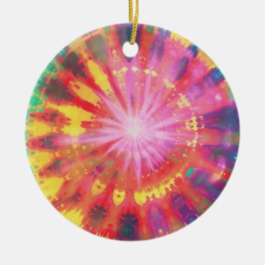 Levendige kleurrijke Stropdas-Dye #1 Keramisch Ornament (Voorkant)