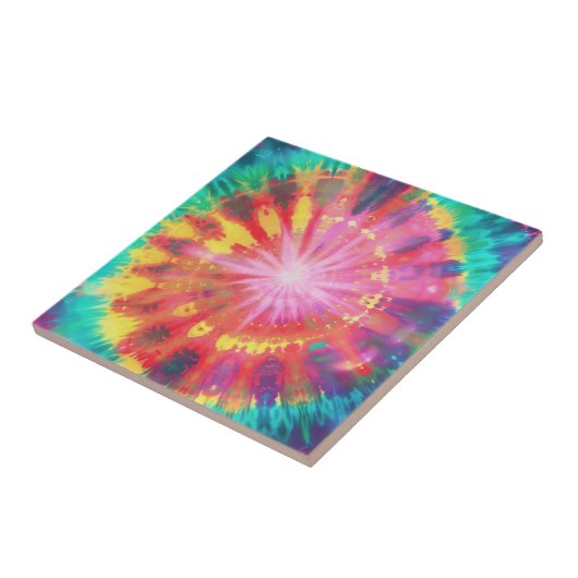 Levendige kleurrijke Stropdas-Dye #1 Tegeltje (Zijkant)