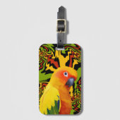 Levendige kleurrijke Sun Conure Parrot Bagagelabel (Voorkant (verticaal))