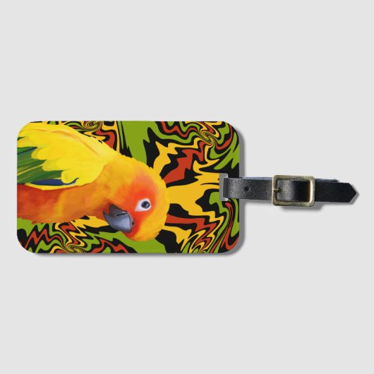 Levendige kleurrijke Sun Conure Parrot Bagagelabel (Voorkant (horizontaal))