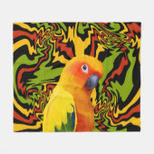 Levendige kleurrijke Sun Conure Parrot Fleece Deken (Voorkant (Horizontaal))