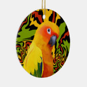 Levendige kleurrijke Sun Conure Parrot Keramisch Ornament (Rechts)