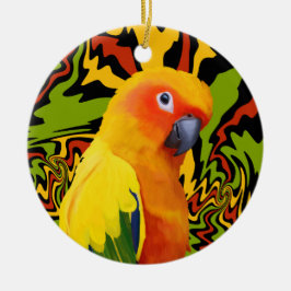 Levendige kleurrijke Sun Conure Parrot Keramisch Ornament